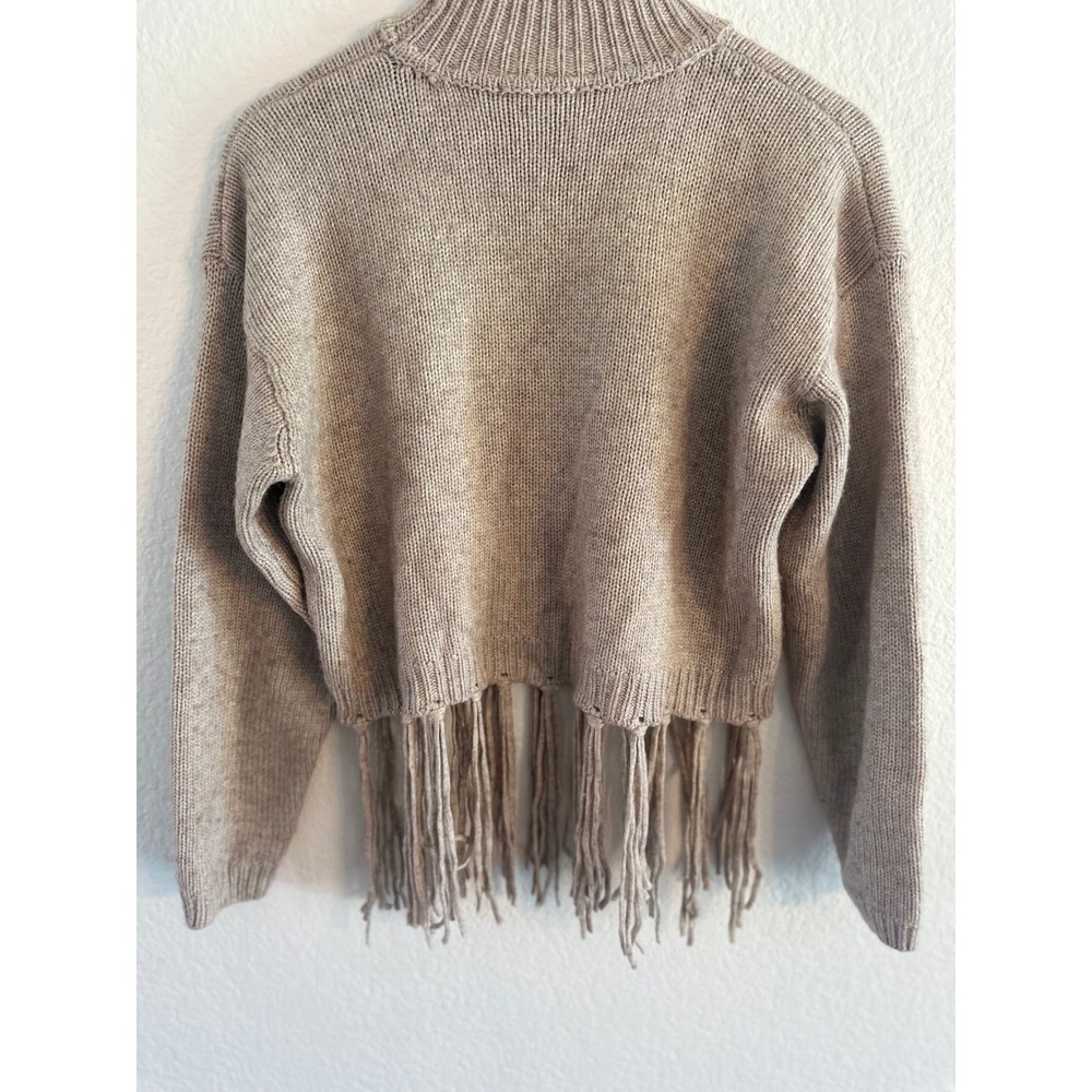 Splendid Riley Fringe Wool-blend Sweater Womens XS Tan Western Boho RW3S220 - Picture 6 of 9